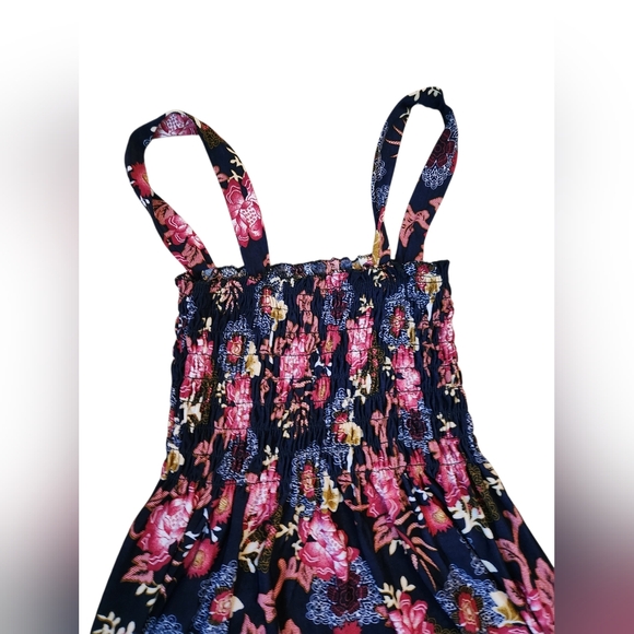 Floral Print Sundress Knee Length Stretchy Waist Size M - Picture 2 of 10